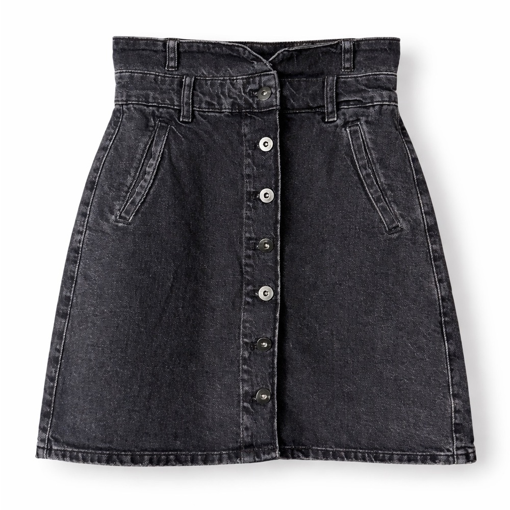 Pilcro & the Letterpress Black High-Waist Button Front Skirt 0